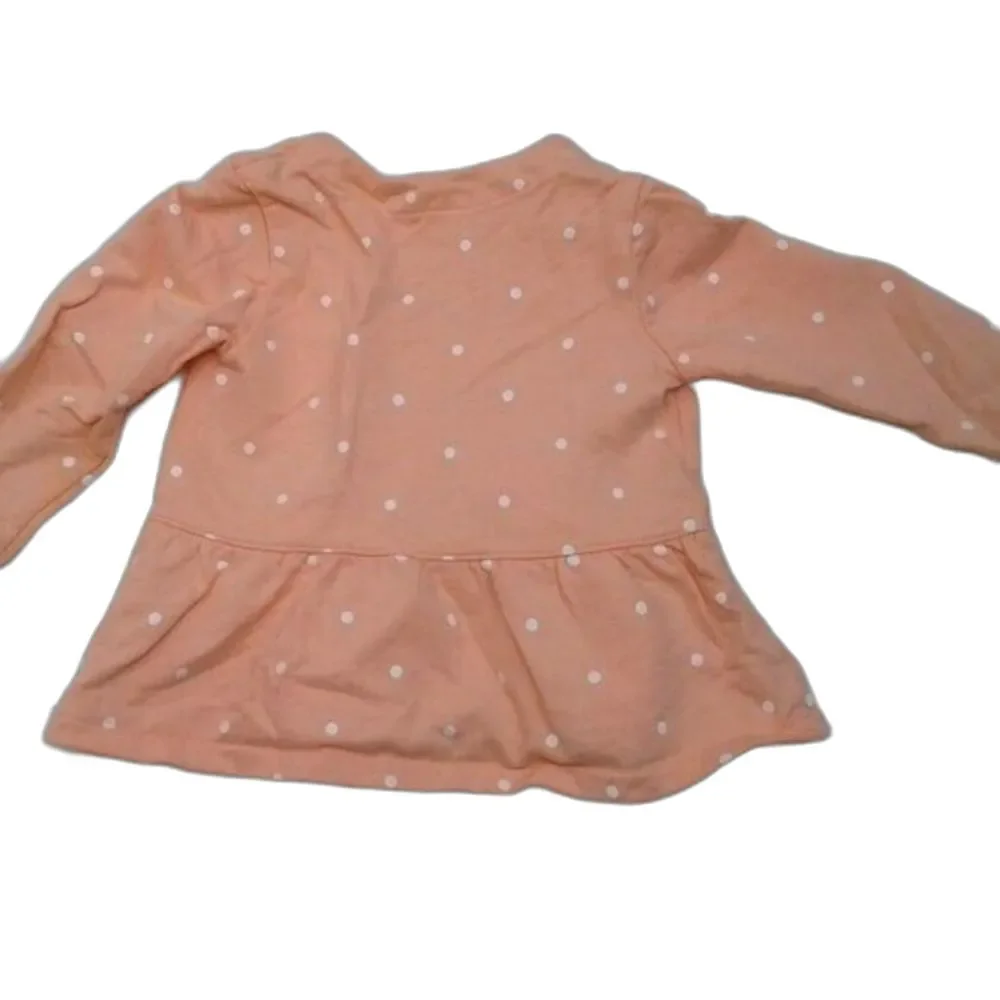 Carter's Cardigan & Onesie Matching Set Peach White Polka Dots Stripes Bow 18M